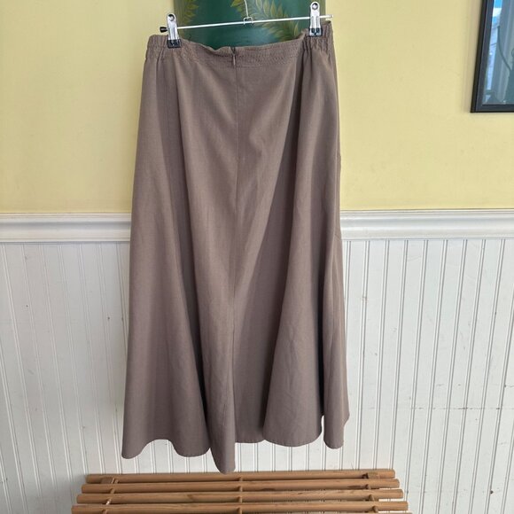 Larry Levine Woman Stretch Taupe Maxi Skirt 20W Polyester Rayon Blend Elastic Wa - Picture 2 of 6
